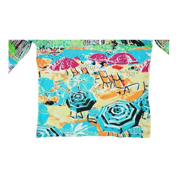 PALM GROVE Womens PM Petites Top Tropical Paradise, Beach 3/4 Sleeve Rhinestones - Picture 4 of 5